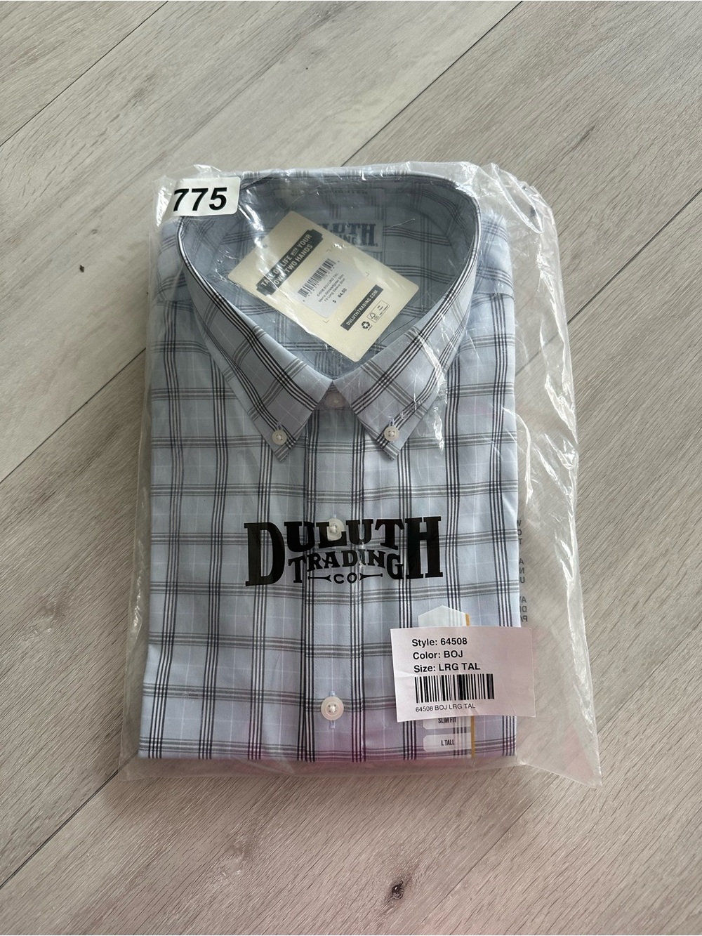 Duluth Trading Wrinklefighter Slim Fit LS Shirt Blue Check Large Tall NWT IN PKG